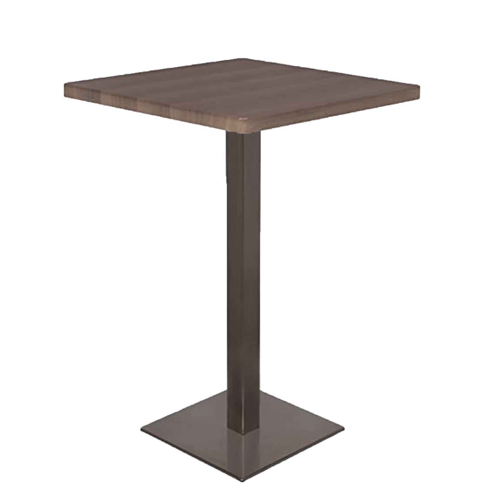 Tavolo da bar "Paxos" in acciaio verniciato con piano effetto legno da giardino 70 x 70 cm in Tavoli standard Decor Space - Altamura, commercioVirtuoso.it