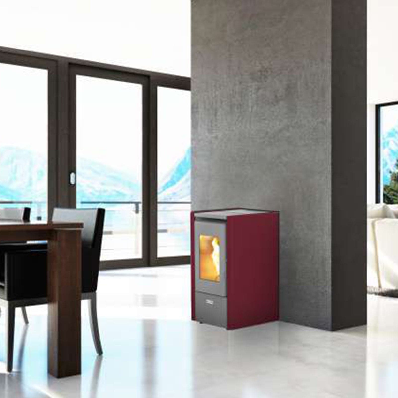 Stufa a pellet 6 kw ventilata "Petit" per ambienti moderni h 77 cm in Stufe a pellet Decor Space - Altamura, commercioVirtuoso.it