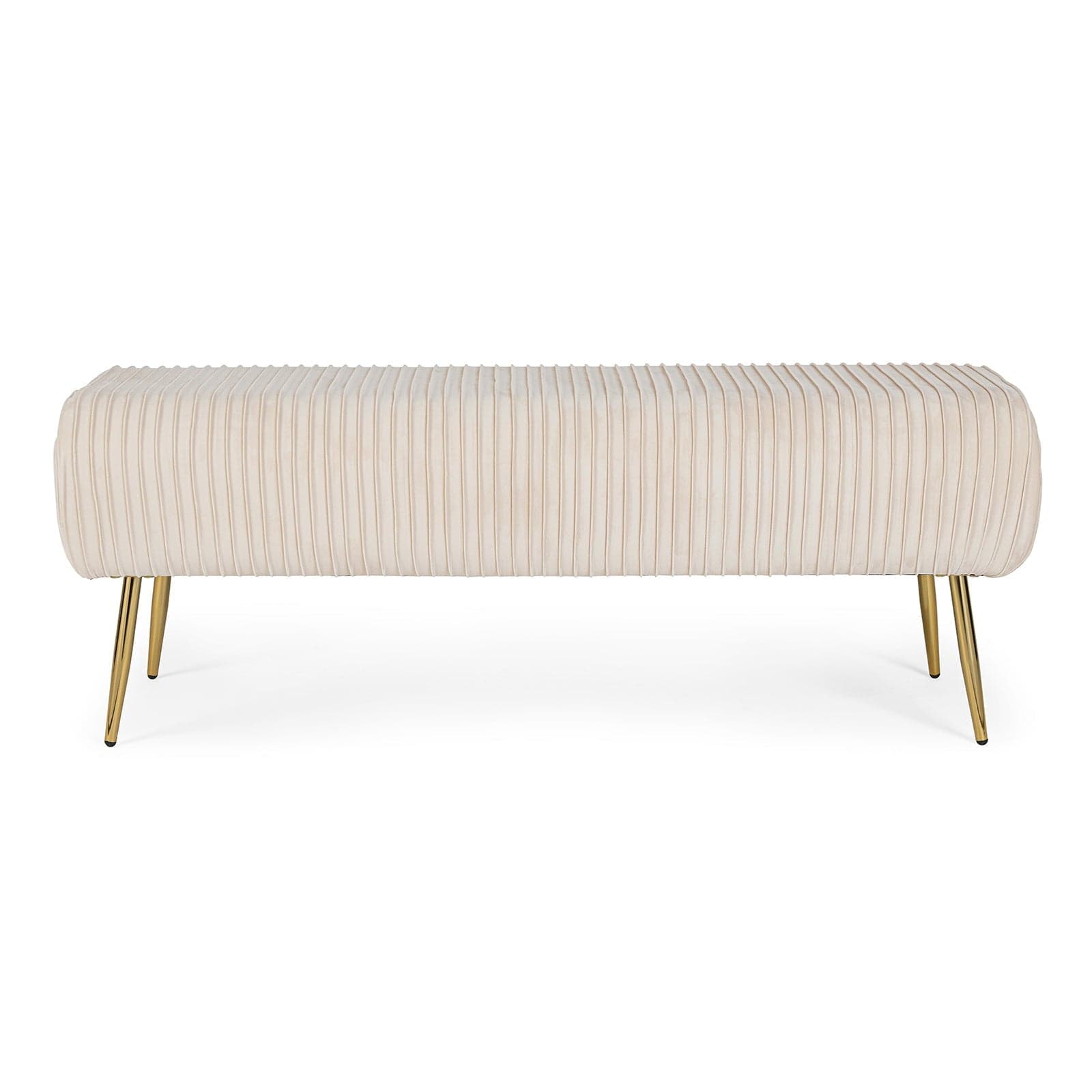 Panca due posti "Selena" con seduta in velluto e piedi ottonati per interno h 48 cm in Poltrone Decor Space - Altamura, commercioVirtuoso.it