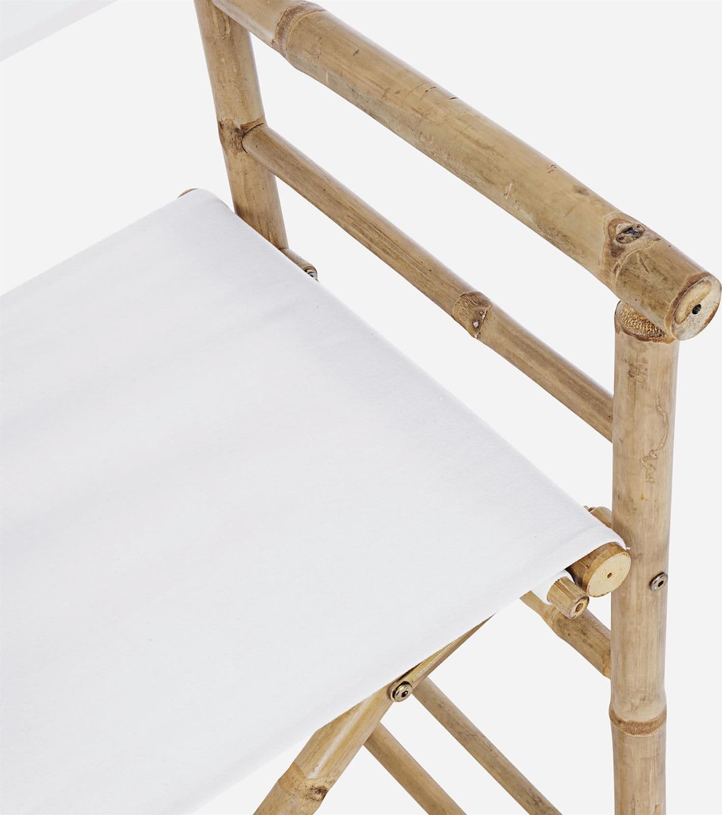 Sedia regista in Bamboo e tessuto bianco "Joyce" da giardino e piscina - 4