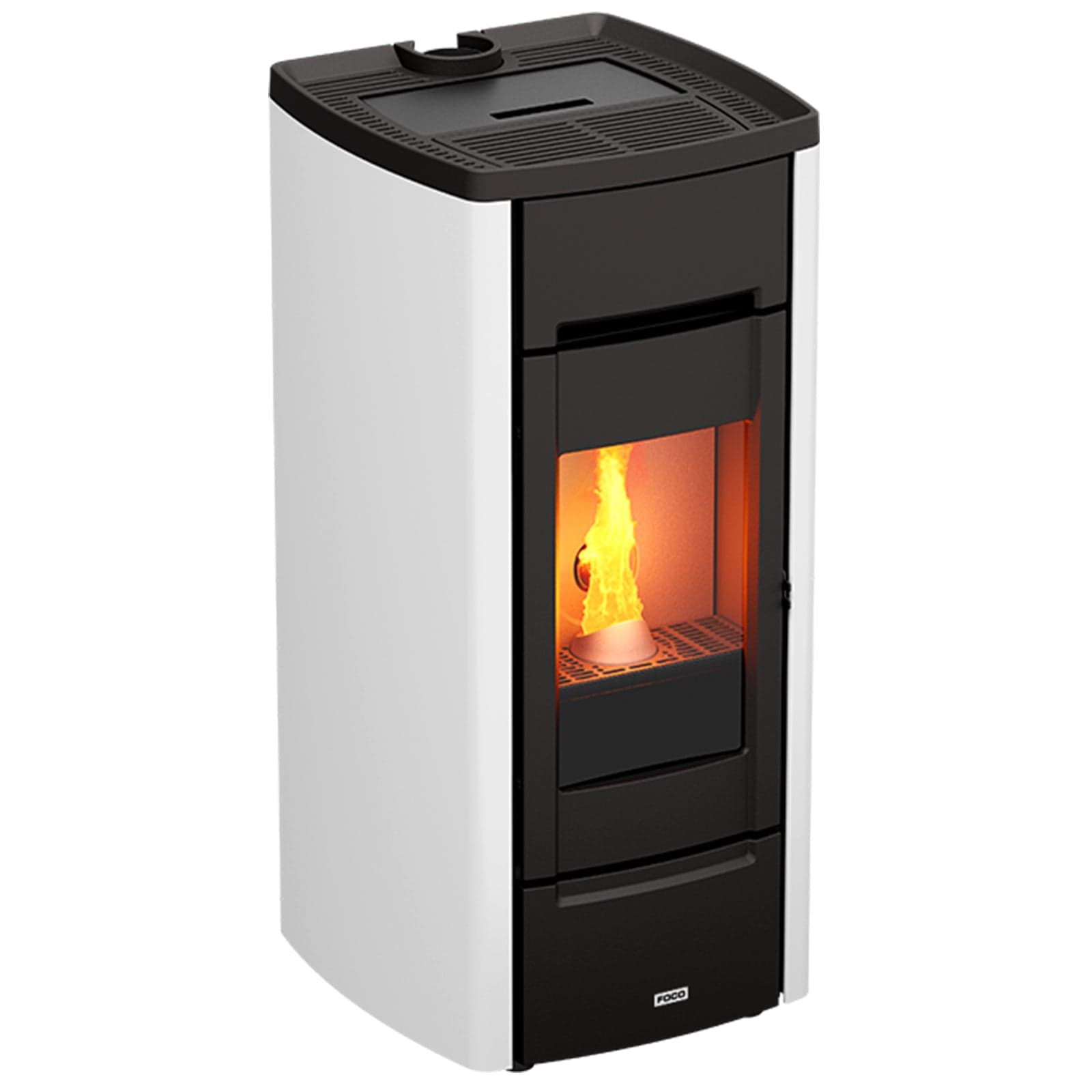 Stufa a pellet 8 kw ventilata "Iron" per ambienti moderni h 108 cm in Stufe a pellet Decor Space - Altamura, commercioVirtuoso.it