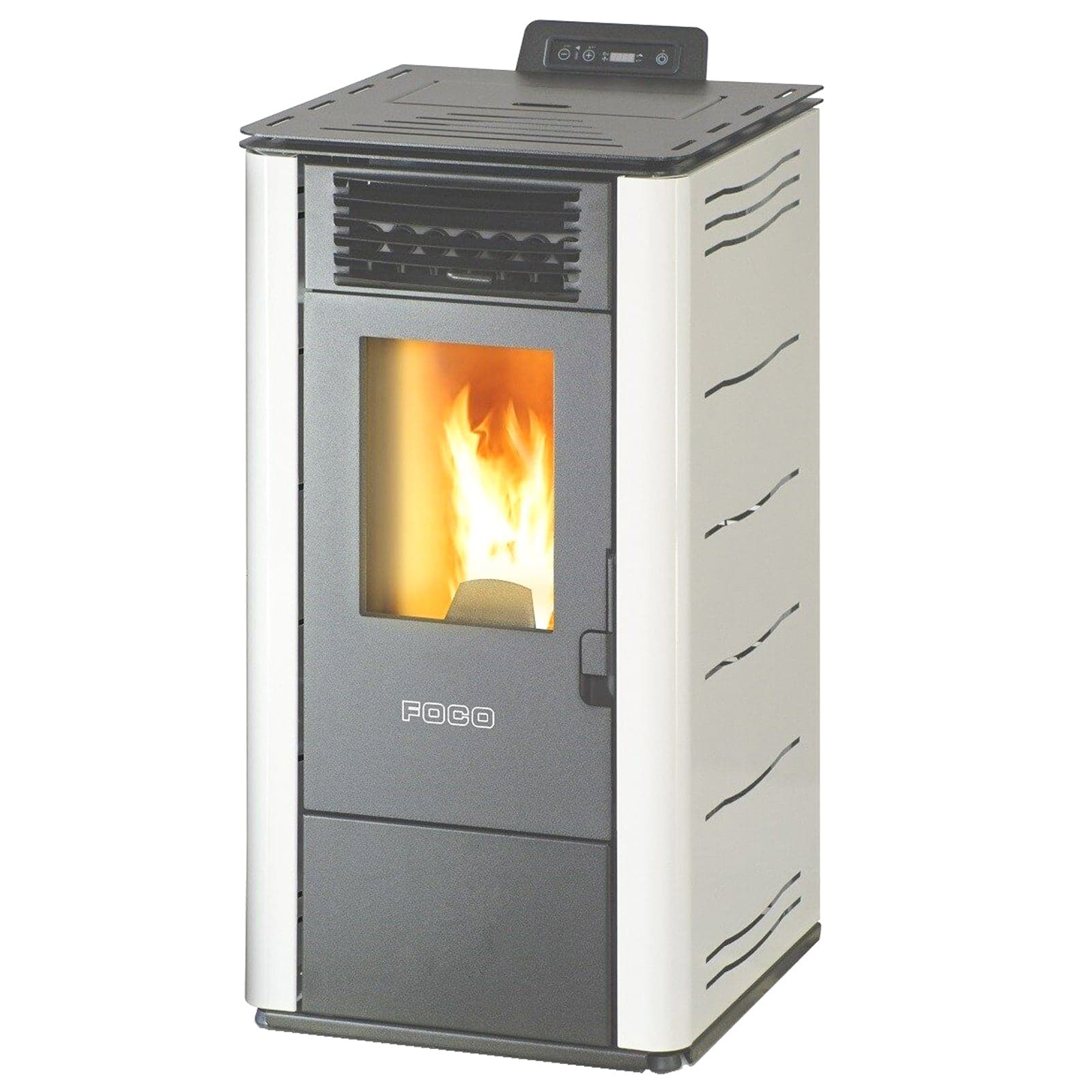 Stufa a pellet 10 kw ventilata "Basic" per ambienti moderni h 86 cm in Stufe a pellet Decor Space - Altamura, commercioVirtuoso.it