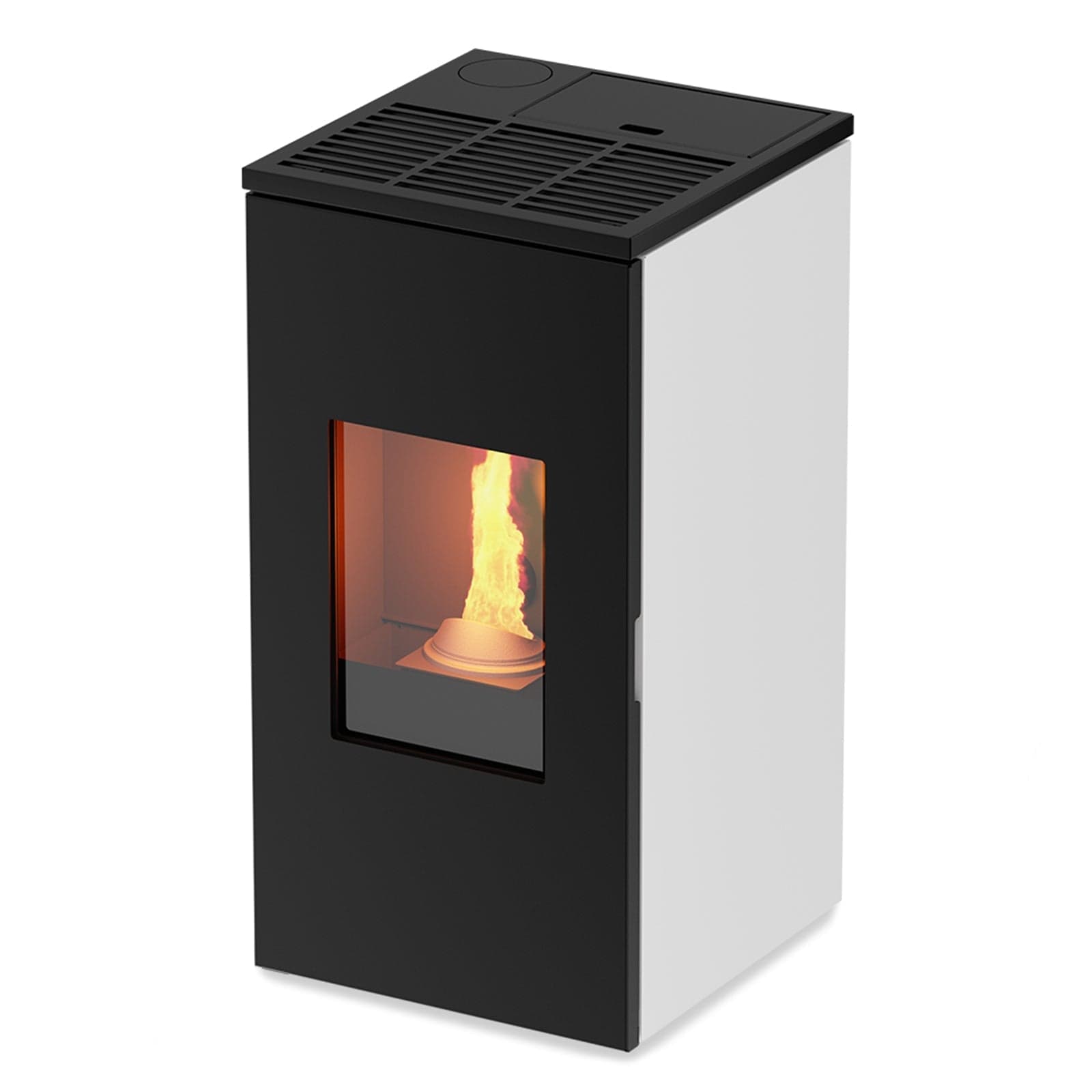 Stufa a pellet 11 kw ventilata "Futura" per ambienti moderni h 101 cm in Stufe a pellet Decor Space - Altamura, commercioVirtuoso.it