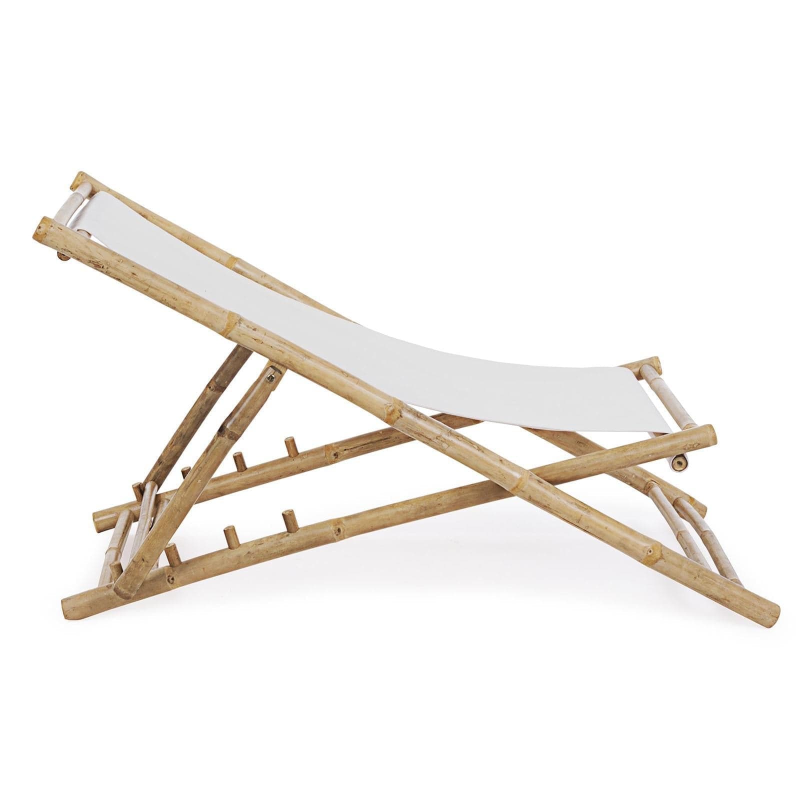 Sedia a sdraio in Bamboo e tessuto bianco "Joyce" da giardino e piscina regolabile in 4 posizioni in Poltrone Decor Space - Altamura, commercioVirtuoso.it