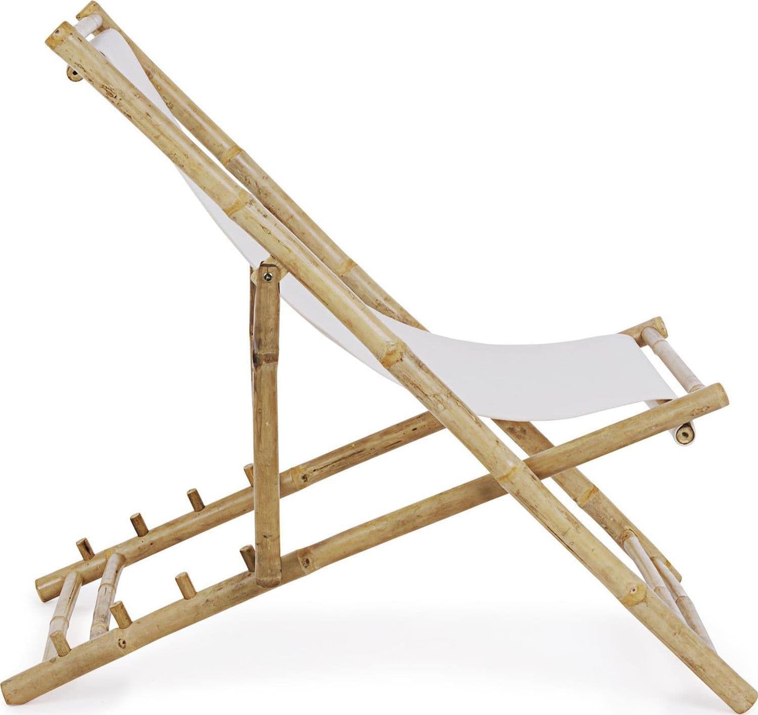 Sedia a sdraio in Bamboo e tessuto bianco "Joyce" da giardino e piscina regolabile in 4 posizioni in Poltrone Decor Space - Altamura, commercioVirtuoso.it