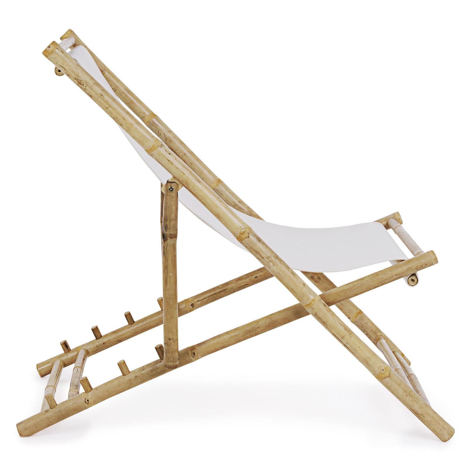 Sedia a sdraio in Bamboo e tessuto bianco "Joyce" da giardino e piscina regolabile in 4 posizioni in Poltrone Decor Space - Altamura, commercioVirtuoso.it