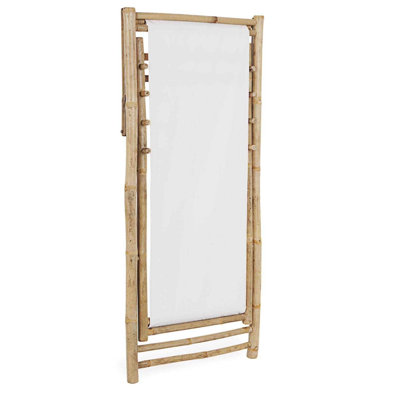 Sedia a sdraio in Bamboo e tessuto bianco "Joyce" da giardino e piscina regolabile in 4 posizioni in Poltrone Decor Space - Altamura, commercioVirtuoso.it