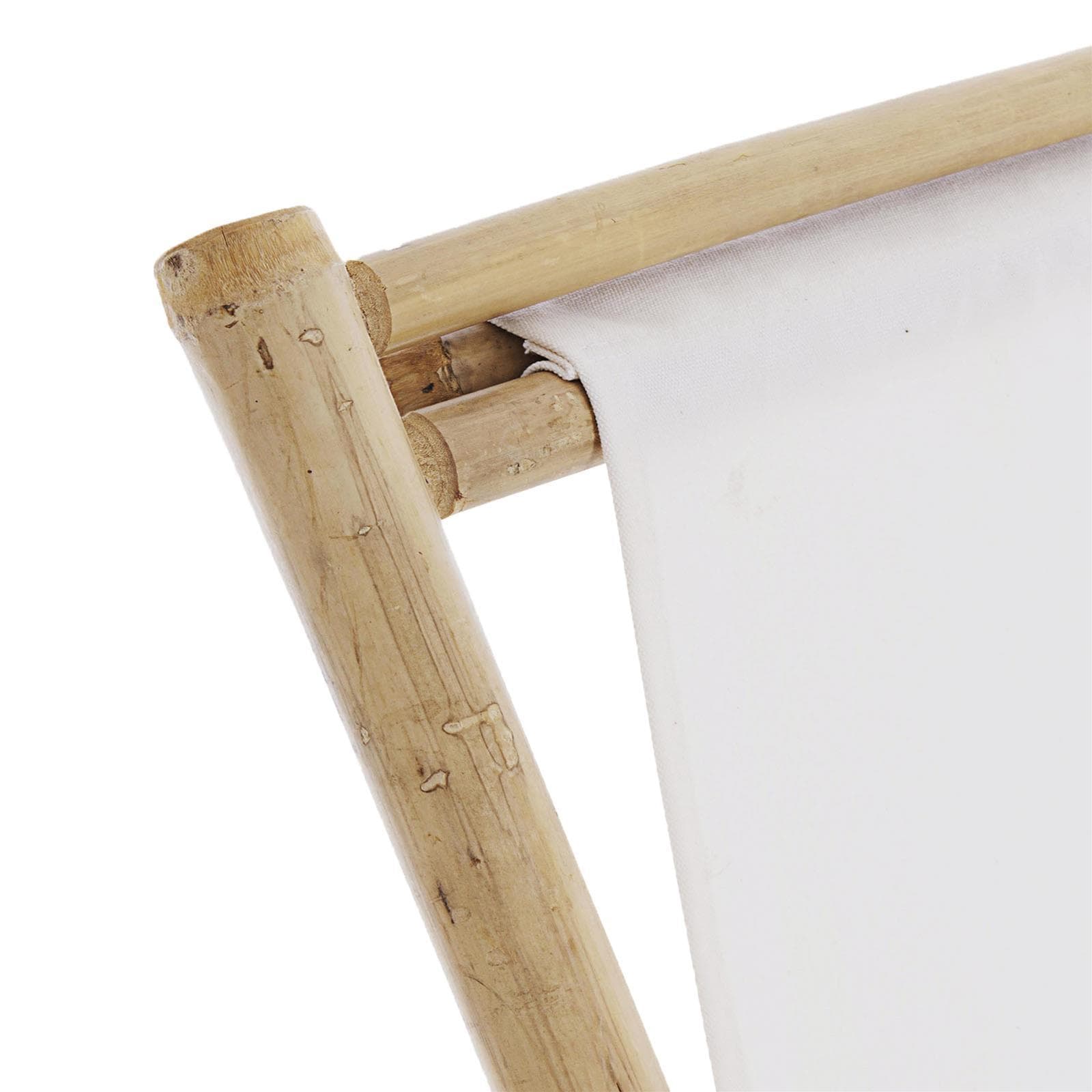 Sedia a sdraio in Bamboo e tessuto bianco "Joyce" da giardino e piscina regolabile in 4 posizioni in Poltrone Decor Space - Altamura, commercioVirtuoso.it