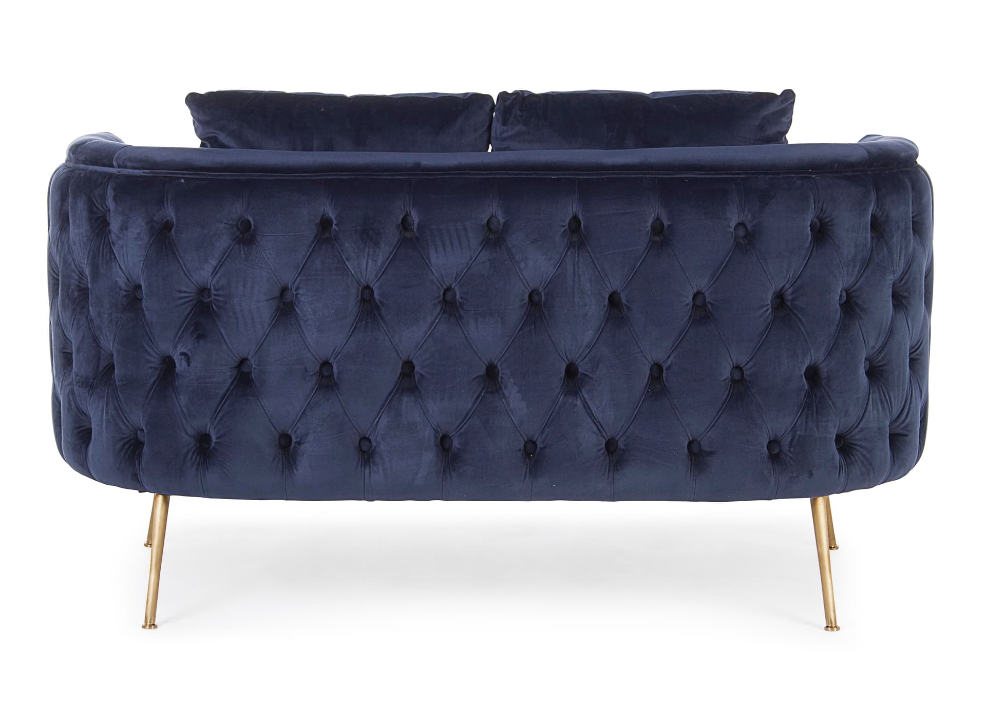 Divano in velluto Blu 2 posti "Tenbury" tipo Chester con piedi ottone 144 cm Casa e cucina/Arredamento/Soggiorno/Divani Decor Space - Altamura, Commerciovirtuoso.it