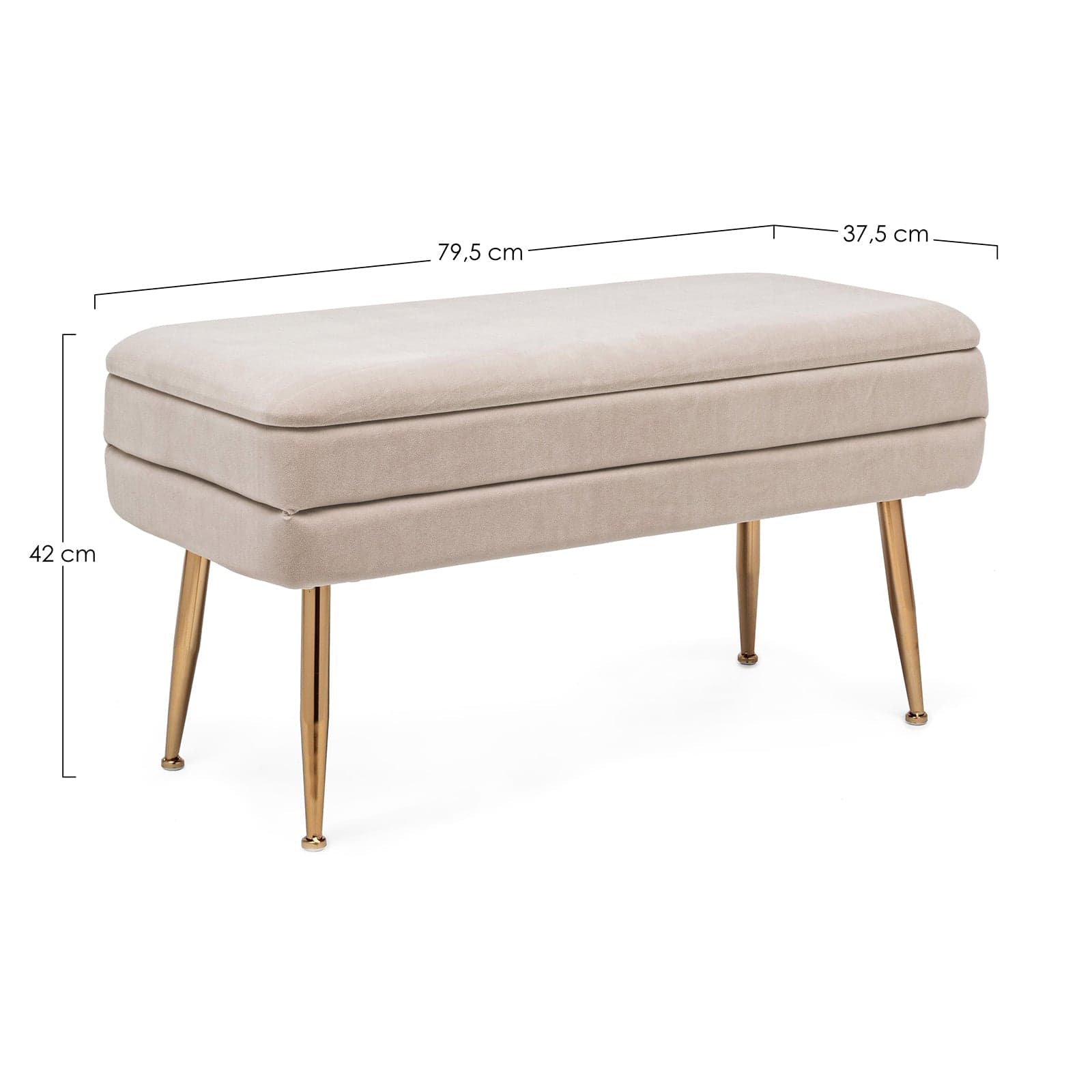Panca contenitore in velluto "Pavlina" gambe in acciaio per camera da letto in Poltrone Decor Space - Altamura, commercioVirtuoso.it