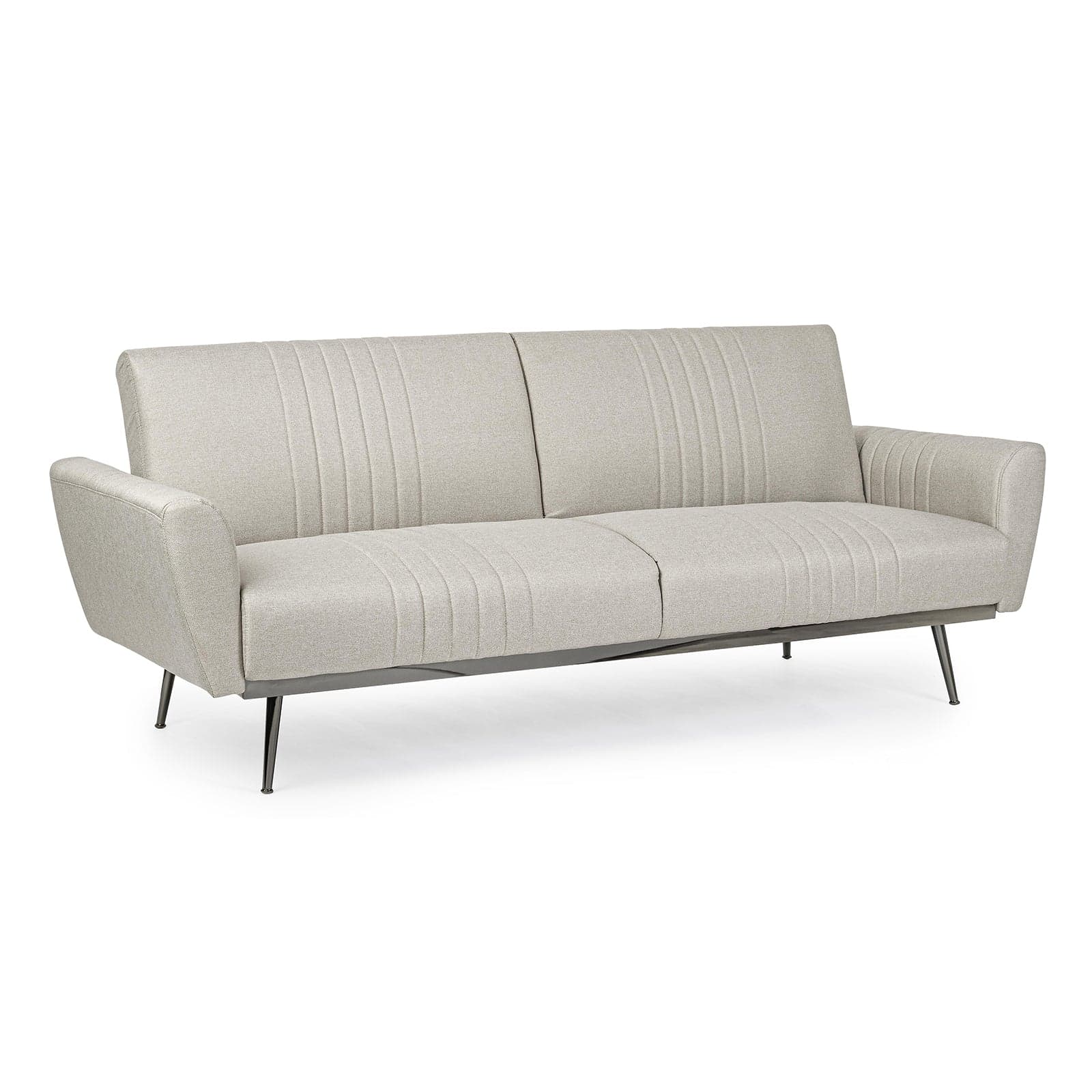 Divano letto in velluto Beige 3 posti "Johnny " con piedi e struttura Cromata 210 cm in Divani Decor Space - Altamura, commercioVirtuoso.it