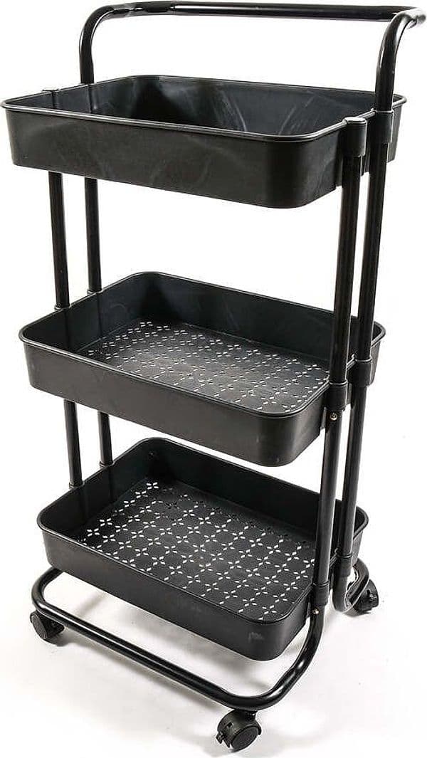 Carrello in metallo e plastica con 3 ripiani e ruote scaffale multiuso da 85 cm Fai da te/Organizzazione casa e magazzini/Scaffalature Decor Space - Altamura, Commerciovirtuoso.it
