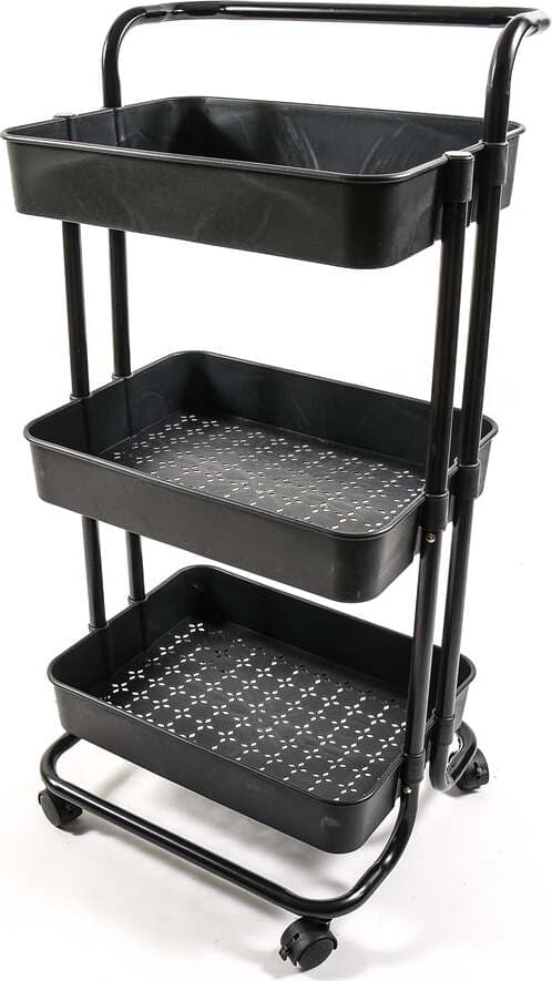 Carrello in metallo e plastica con 3 ripiani e ruote scaffale multiuso da 85 cm