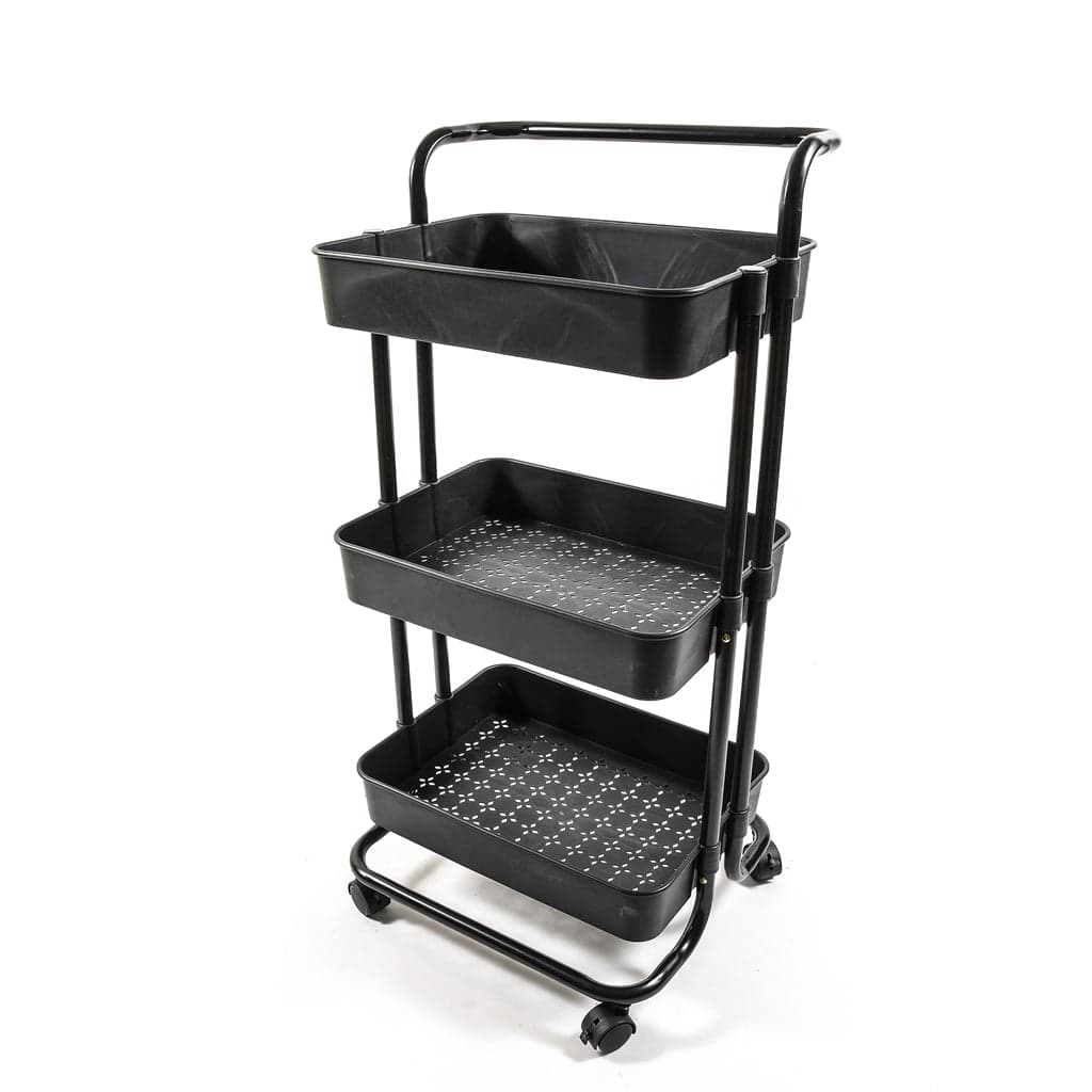 Carrello in metallo e plastica con 3 ripiani e ruote scaffale multiuso da 85 cm in Scaffalature Decor Space - Altamura, commercioVirtuoso.it