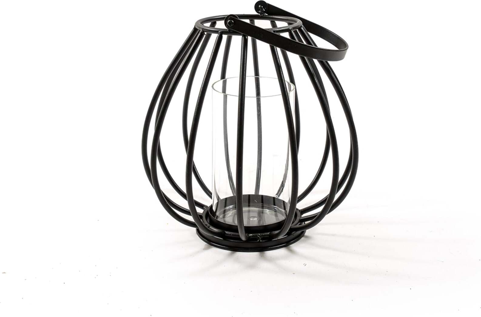 Lanterna nera in metallo per interno ed esterno con porta candela vetro Illuminazione/Illuminazione per esterni/Lanterne Decor Space - Altamura, Commerciovirtuoso.it