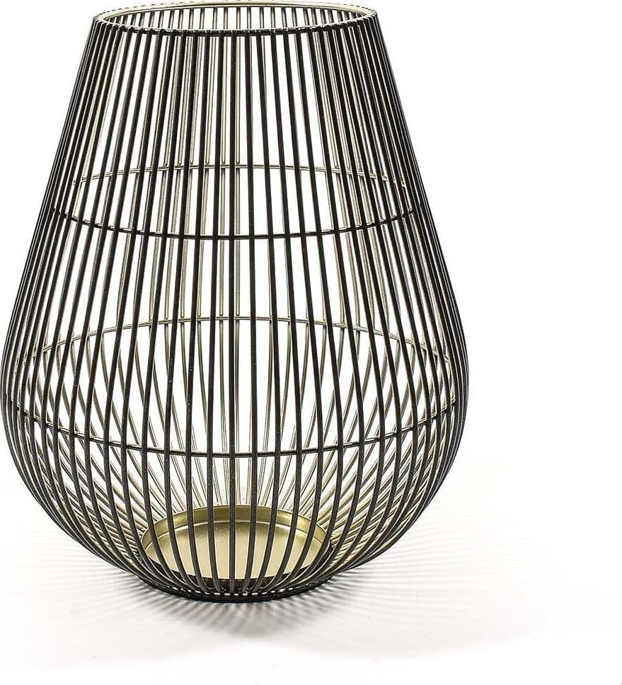 Lanterna in metallo decorativa nero e oro per esterno con portacandela Illuminazione/Illuminazione per esterni/Lanterne Decor Space - Altamura, Commerciovirtuoso.it