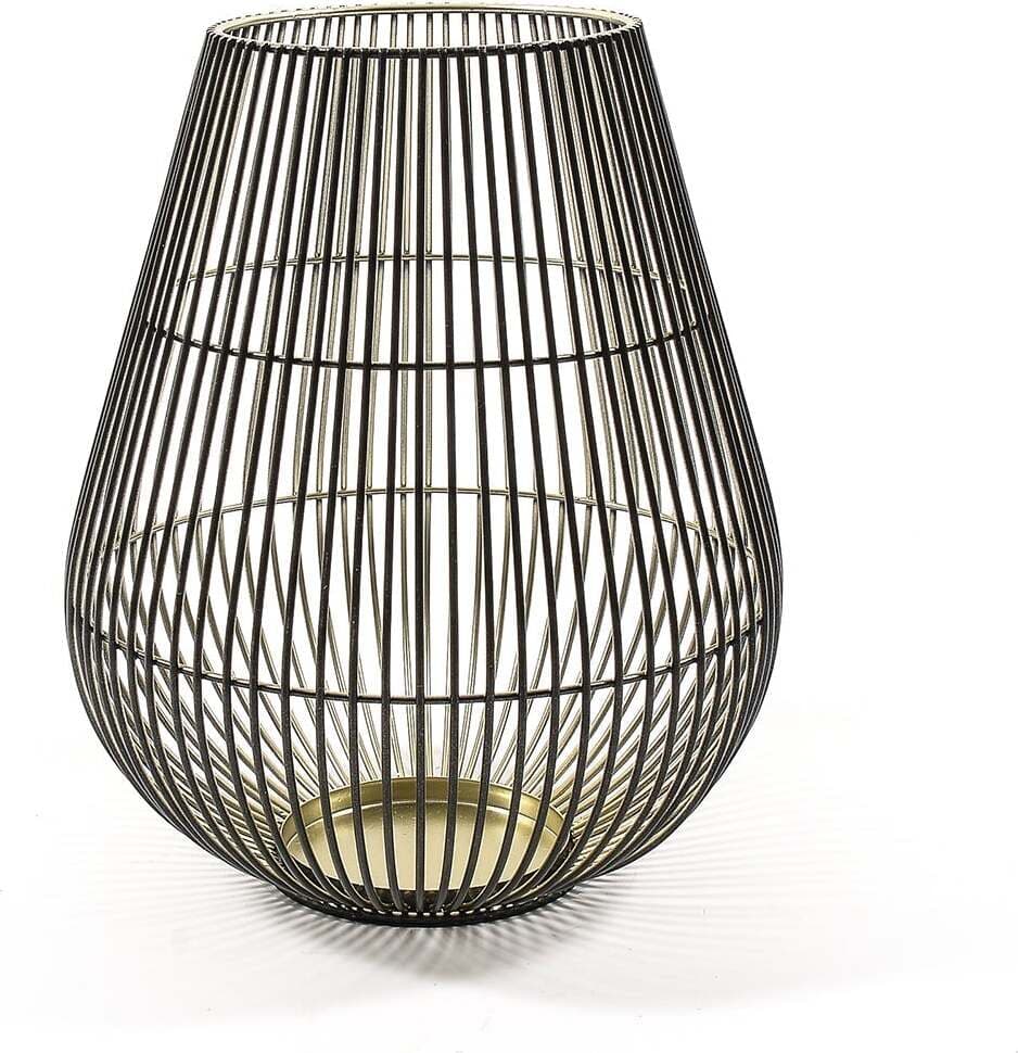 Lanterna in metallo decorativa nero e oro per esterno con portacandela Illuminazione/Illuminazione per esterni/Lanterne Decor Space - Altamura, Commerciovirtuoso.it