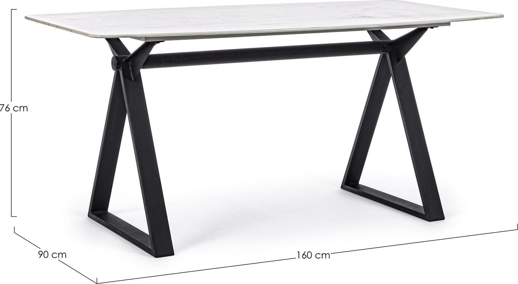 Tavolo Paloma con gambe in acciaio verniciato, top in vetro temperato 160 x 90 cm in Tavoli da sala da pranzo Decor Space - Altamura, commercioVirtuoso.it