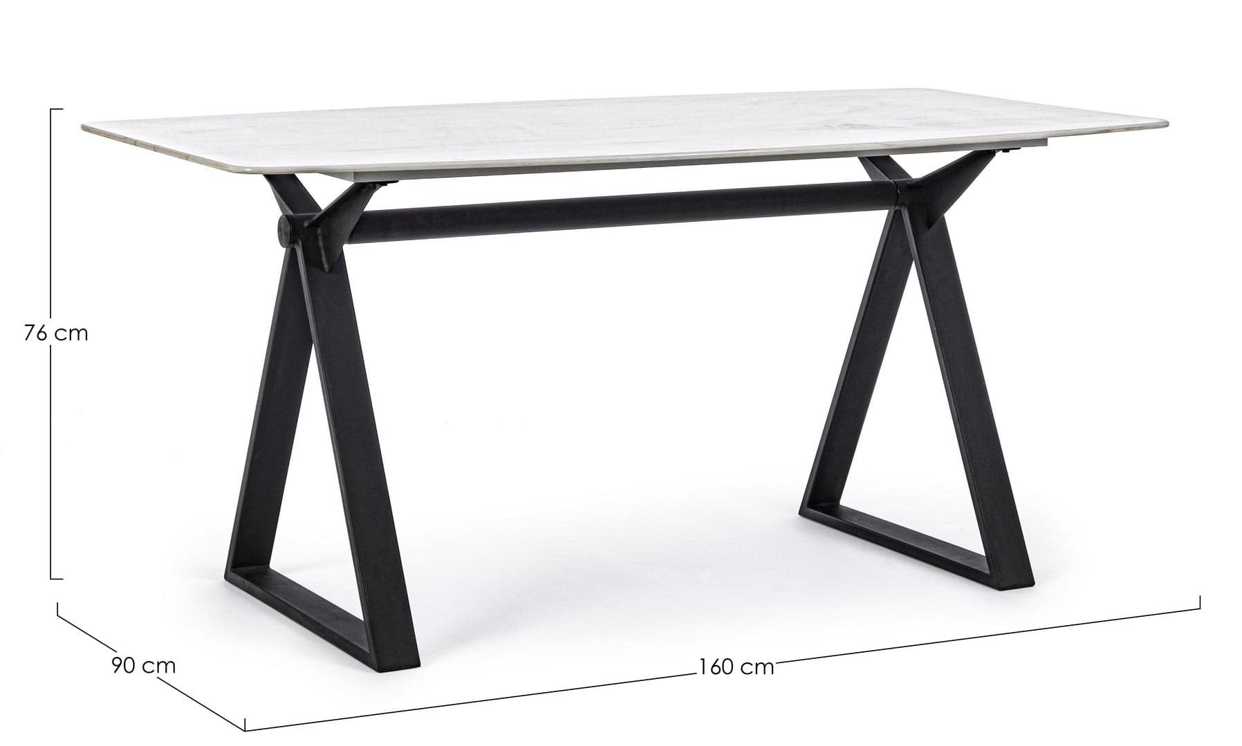 Tavolo Paloma con gambe in acciaio verniciato, top in vetro temperato 160 x 90 cm in Tavoli da sala da pranzo Decor Space - Altamura, commercioVirtuoso.it