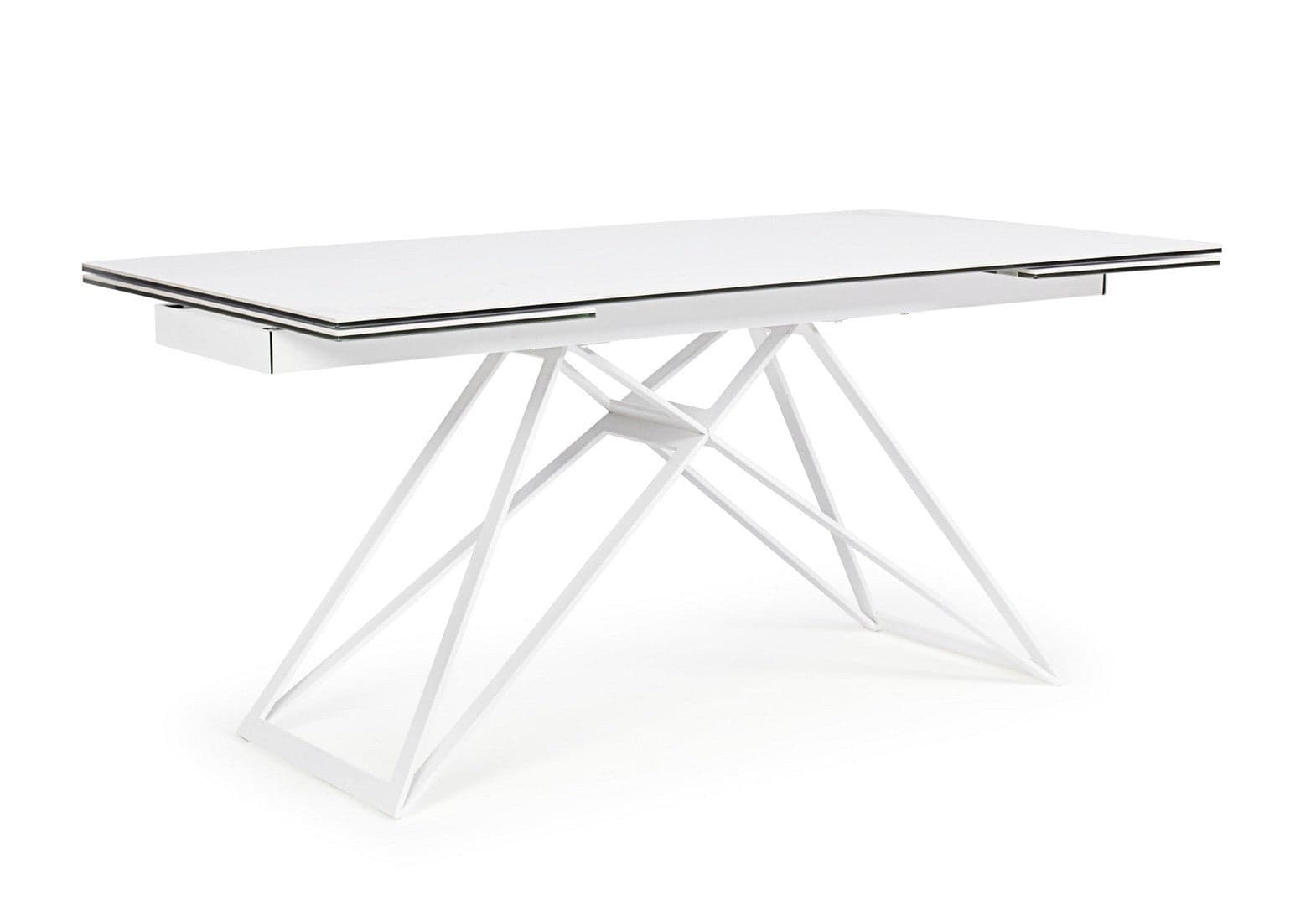 Tavolo Quasar allungabile rettangolare con piano in ceramica con supporto in vetro temperato da 160-240 x 90 cm in Tavoli da sala da pranzo Decor Space - Altamura, commercioVirtuoso.it
