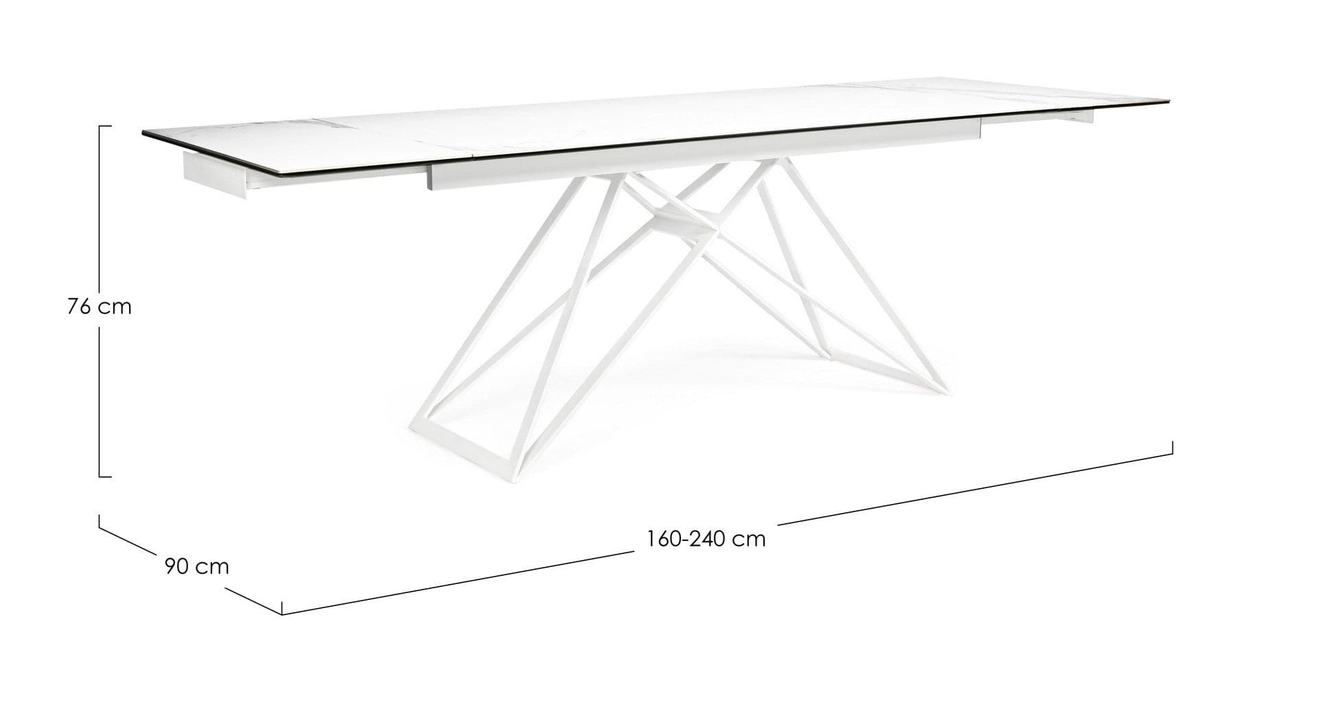 Tavolo Quasar allungabile rettangolare con piano in ceramica con supporto in vetro temperato da 160-240 x 90 cm in Tavoli da sala da pranzo Decor Space - Altamura, commercioVirtuoso.it