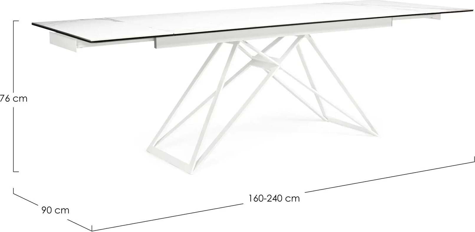 Tavolo Quasar allungabile rettangolare con piano in ceramica con supporto in vetro temperato da 160-240 x 90 cm Casa e cucina/Arredamento/Sala da pranzo/Tavoli da sala da pranzo Decor Space - Altamura, Commerciovirtuoso.it