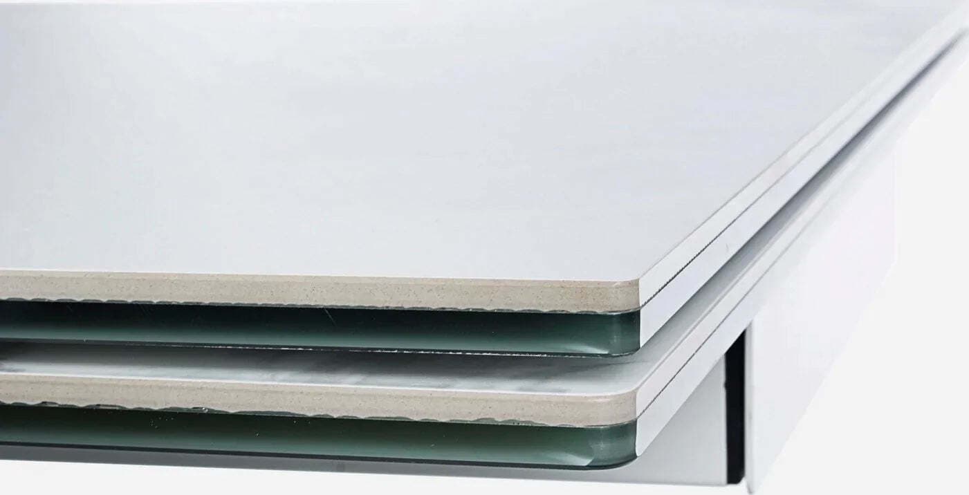 Tavolo Quasar allungabile rettangolare con piano in ceramica con supporto in vetro temperato da 160-240 x 90 cm Casa e cucina/Arredamento/Sala da pranzo/Tavoli da sala da pranzo Decor Space - Altamura, Commerciovirtuoso.it