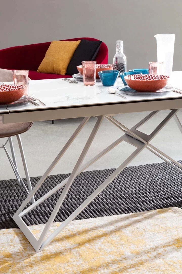 Tavolo Quasar allungabile rettangolare con piano in ceramica con supporto in vetro temperato da 160-240 x 90 cm Casa e cucina/Arredamento/Sala da pranzo/Tavoli da sala da pranzo Decor Space - Altamura, Commerciovirtuoso.it