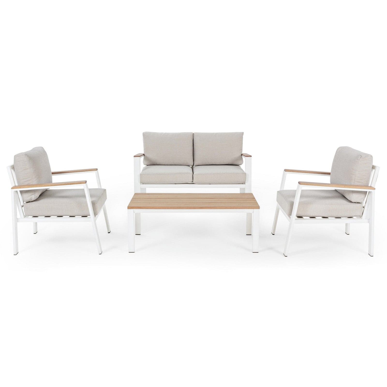 Salottino con cuscini "Belmar" in alluminio verniciato da giardino e veranda Giardino e giardinaggio/Arredamento da giardino e accessori/Set di mobili Decor Space - Altamura, Commerciovirtuoso.it