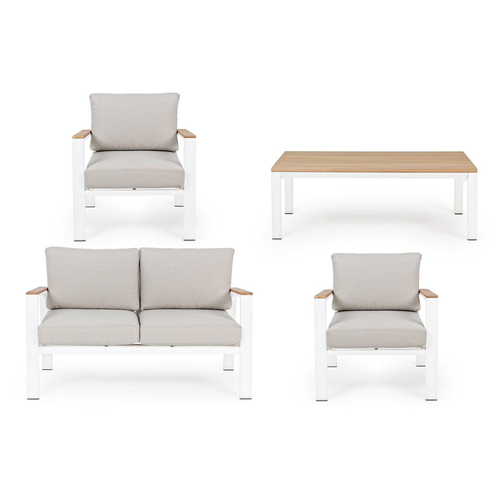 Salottino con cuscini "Belmar" in alluminio verniciato da giardino e veranda Giardino e giardinaggio/Arredamento da giardino e accessori/Set di mobili Decor Space - Altamura, Commerciovirtuoso.it