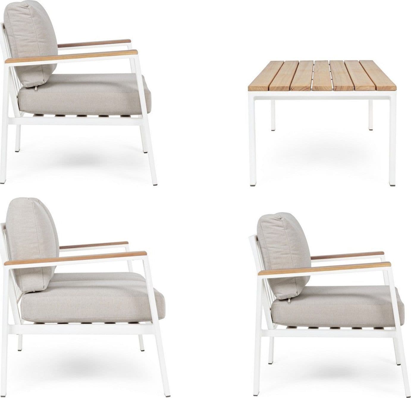 Salottino con cuscini "Belmar" in alluminio verniciato da giardino e veranda Giardino e giardinaggio/Arredamento da giardino e accessori/Set di mobili Decor Space - Altamura, Commerciovirtuoso.it