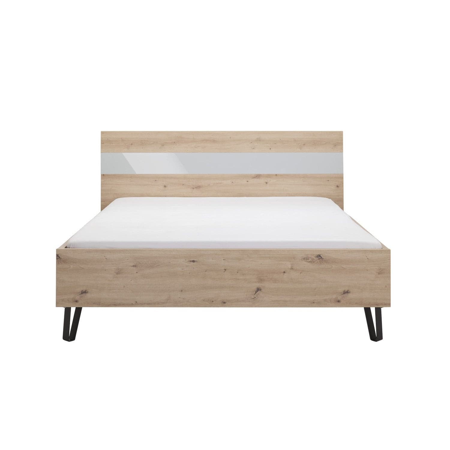 Letto moderno matrimoniale "Vitruvia" struttura in legno rovere con piedi in Metallo Casa e cucina/Arredamento/Camera da letto/Letti strutture e basi/Letti Decor Space - Altamura, Commerciovirtuoso.it