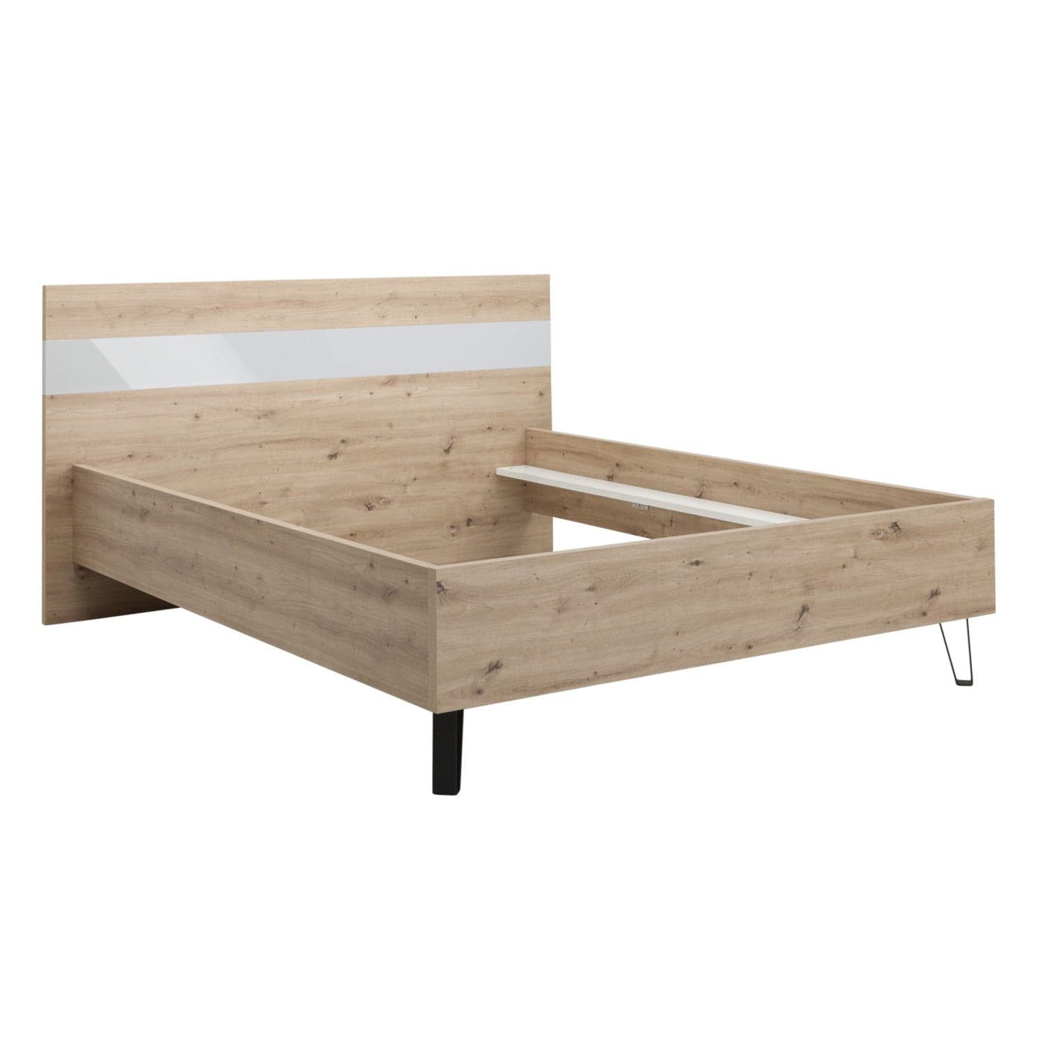 Letto moderno matrimoniale "Vitruvia" struttura in legno rovere con piedi in Metallo Casa e cucina/Arredamento/Camera da letto/Letti strutture e basi/Letti Decor Space - Altamura, Commerciovirtuoso.it