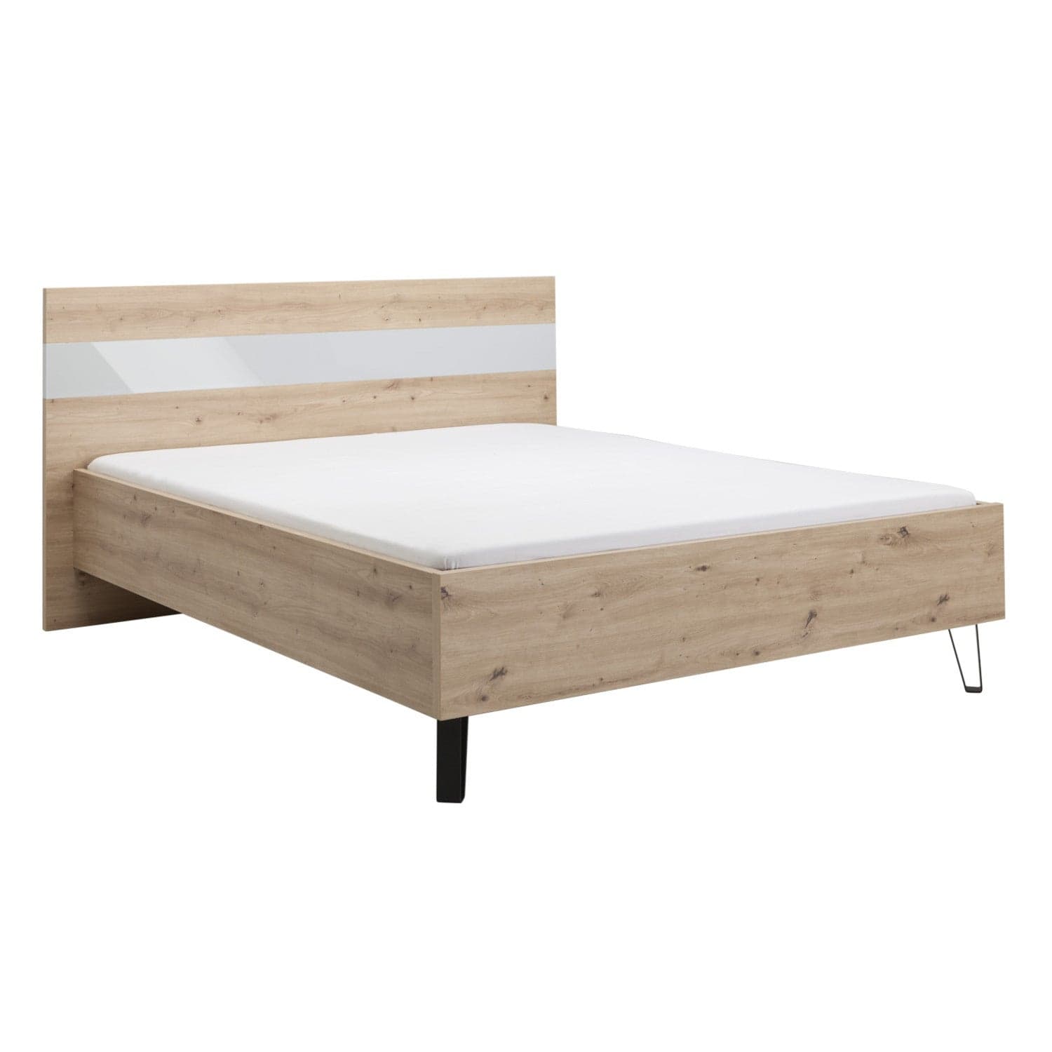 Letto moderno matrimoniale "Vitruvia" struttura in legno rovere con piedi in Metallo in Letti Decor Space - Altamura, commercioVirtuoso.it