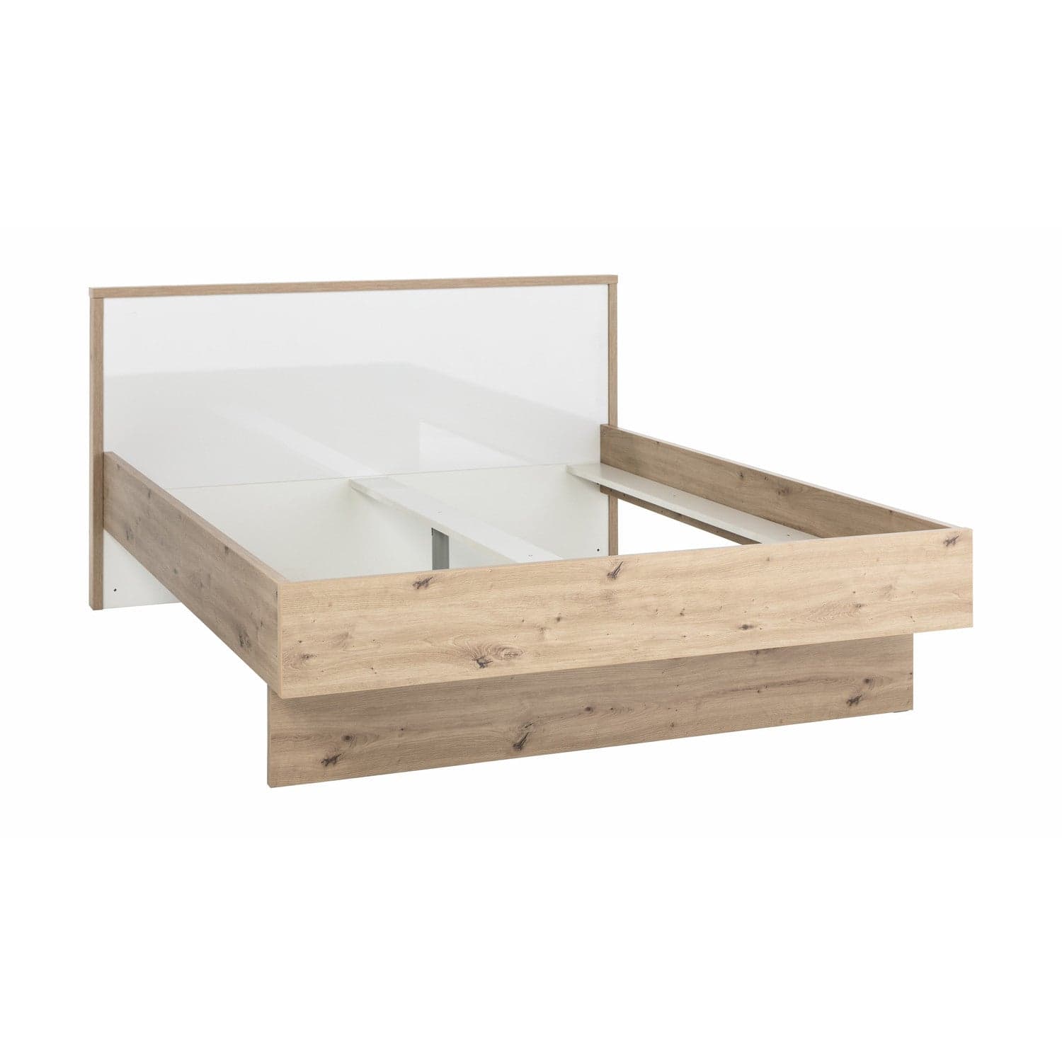Letto moderno matrimoniale "Mundi" struttura in legno rovere e bianco con spalliera in Letti Decor Space - Altamura, commercioVirtuoso.it