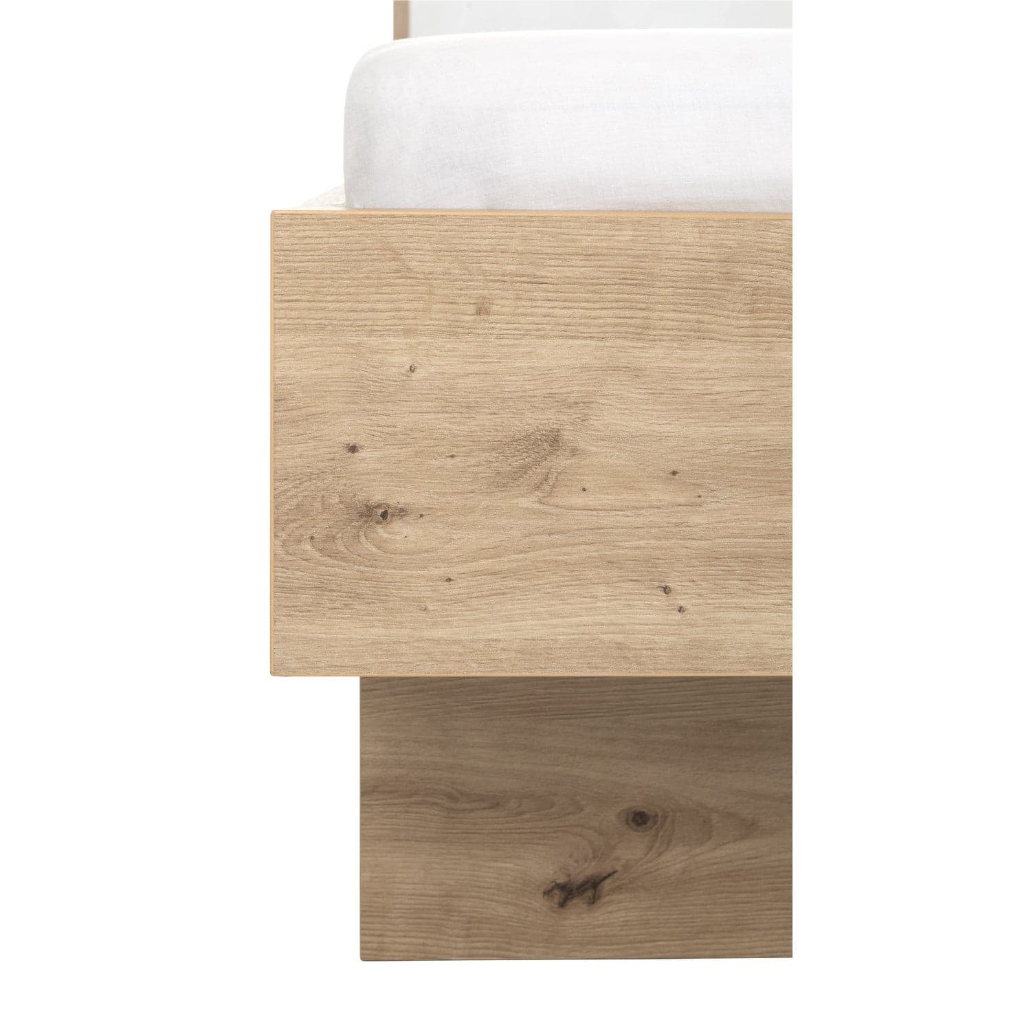 Letto moderno matrimoniale "Mundi" struttura in legno rovere e bianco con spalliera in Letti Decor Space - Altamura, commercioVirtuoso.it