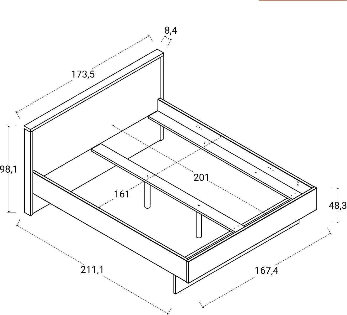 Letto moderno matrimoniale "Mundi" struttura in legno rovere e bianco con spalliera in Letti Decor Space - Altamura, commercioVirtuoso.it