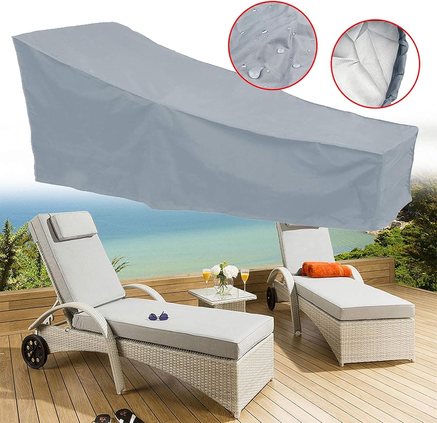 Telo di protezione Cover per lettino prendisole da Giardino e Piscina 200 cm in Coperture per set arredo giardino Decor Space - Altamura, commercioVirtuoso.it
