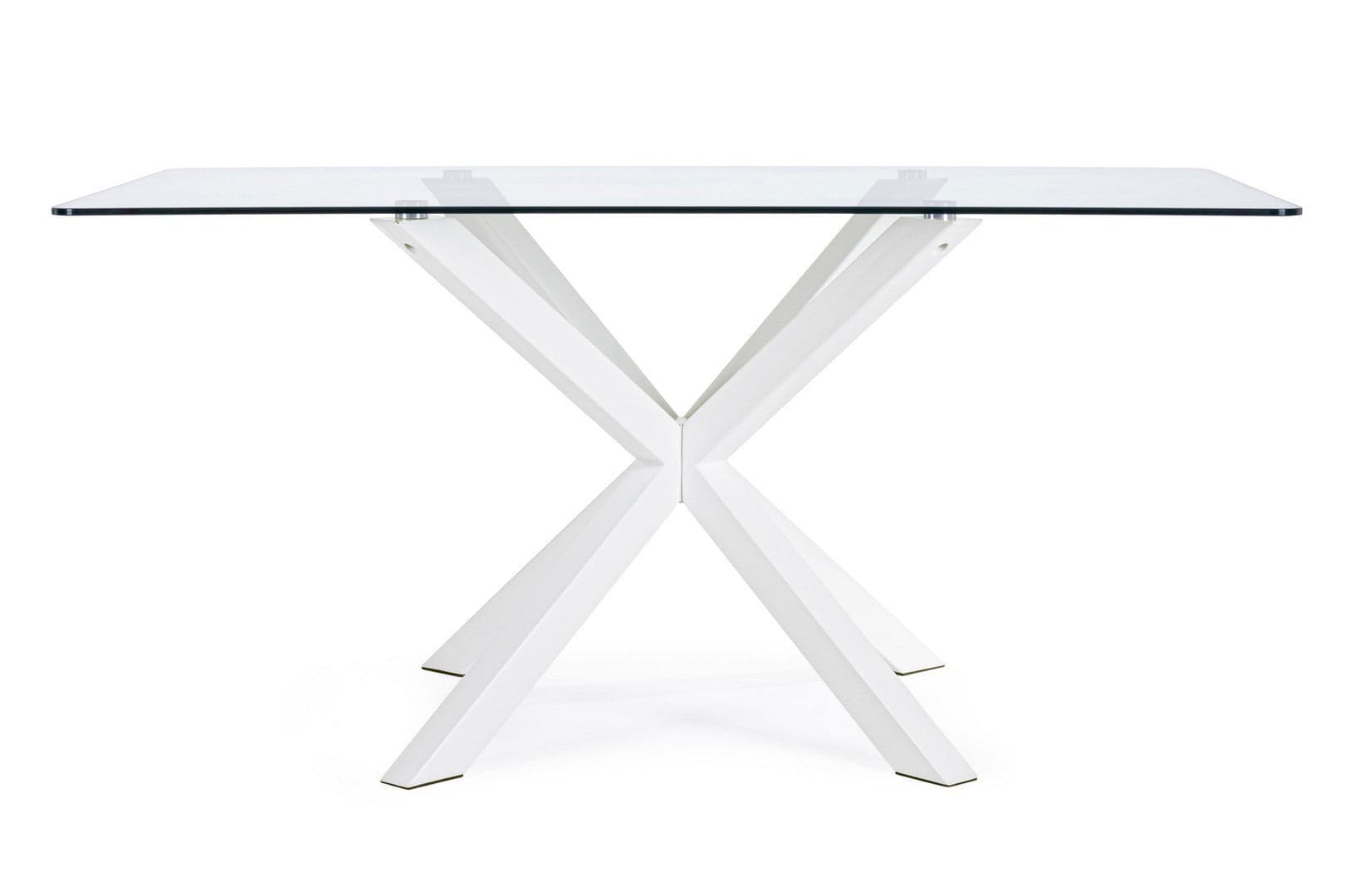 Tavolo May rettangolare con gambe in legno, piano in vetro temperato spessore 10mm in Tavoli da sala da pranzo Decor Space - Altamura, commercioVirtuoso.it