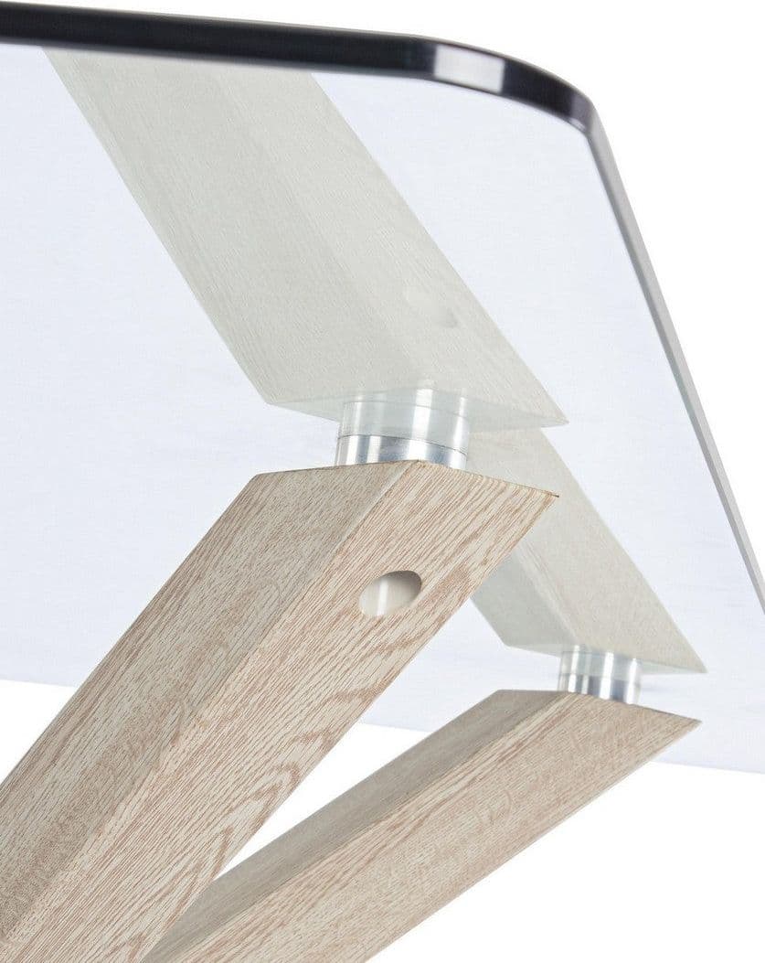 Tavolo May rettangolare con gambe in legno, piano in vetro temperato spessore 10mm in Tavoli da sala da pranzo Decor Space - Altamura, commercioVirtuoso.it