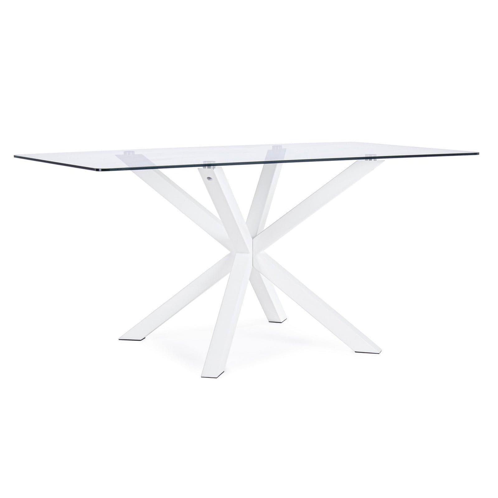 Tavolo May rettangolare con gambe in legno, piano in vetro temperato spessore 10mm in Tavoli da sala da pranzo Decor Space - Altamura, commercioVirtuoso.it