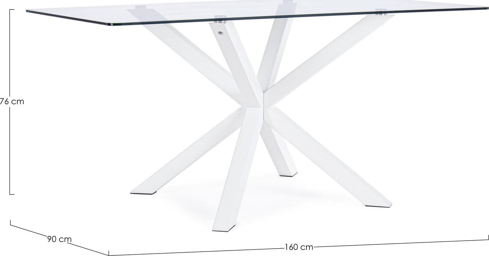 Tavolo May rettangolare con gambe in legno, piano in vetro temperato spessore 10mm in Tavoli da sala da pranzo Decor Space - Altamura, commercioVirtuoso.it