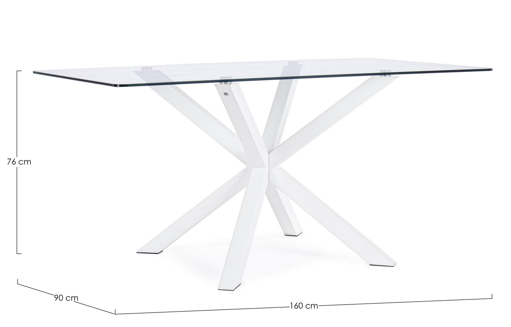 Tavolo May rettangolare con gambe in legno, piano in vetro temperato spessore 10mm in Tavoli da sala da pranzo Decor Space - Altamura, commercioVirtuoso.it