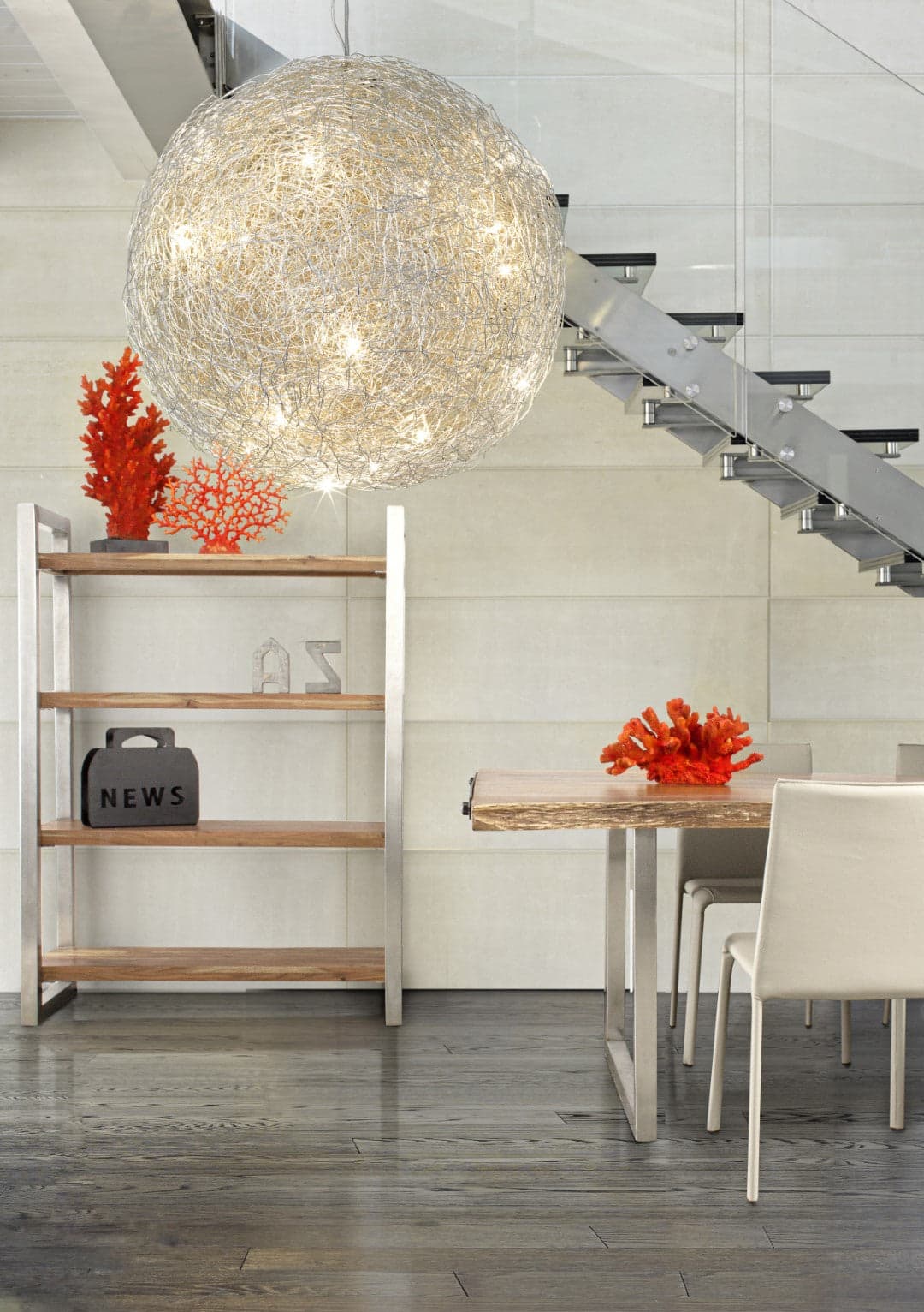 Tavolo Osbert rettangolare, con gambe in acciaio, piano in legno di acacia, stile moderno in Tavoli da sala da pranzo Decor Space - Altamura, commercioVirtuoso.it