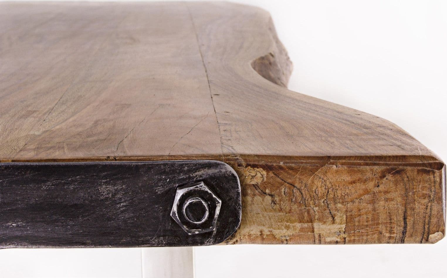 Tavolo Osbert rettangolare, con gambe in acciaio, piano in legno di acacia, stile moderno in Tavoli da sala da pranzo Decor Space - Altamura, commercioVirtuoso.it