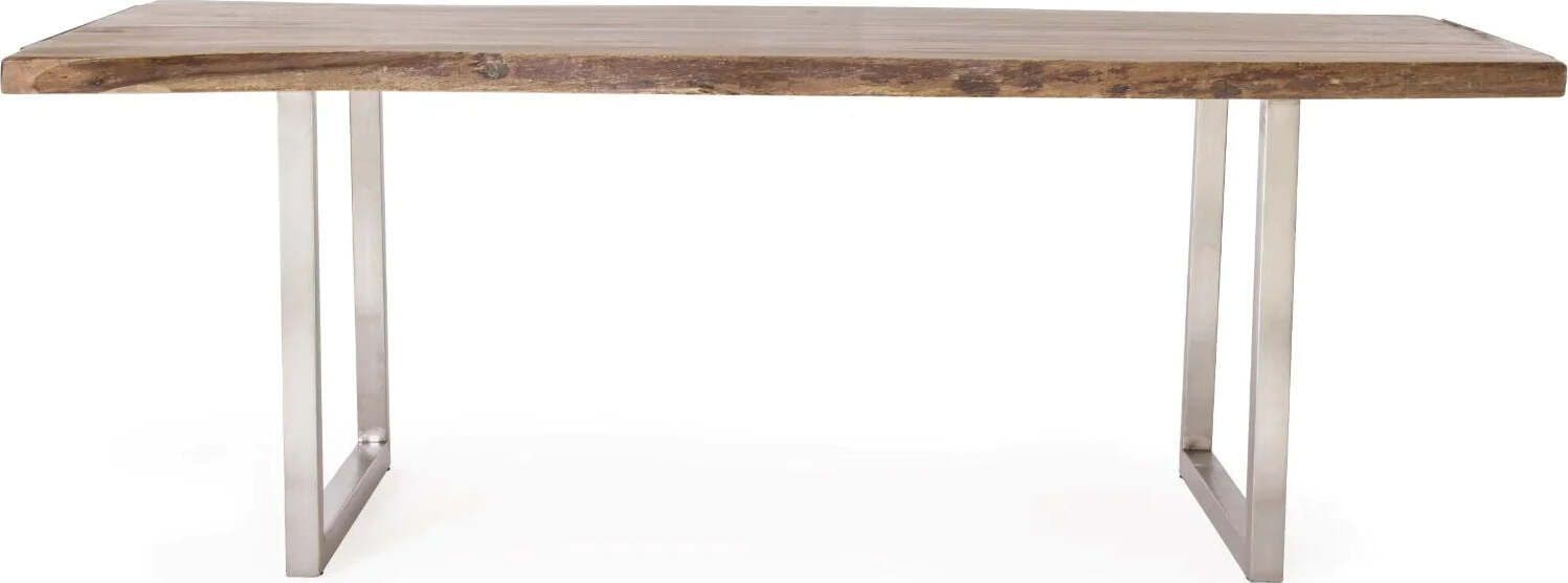 Tavolo Osbert rettangolare, con gambe in acciaio, piano in legno di acacia, stile moderno Casa e cucina/Arredamento/Sala da pranzo/Tavoli da sala da pranzo Decor Space - Altamura, Commerciovirtuoso.it
