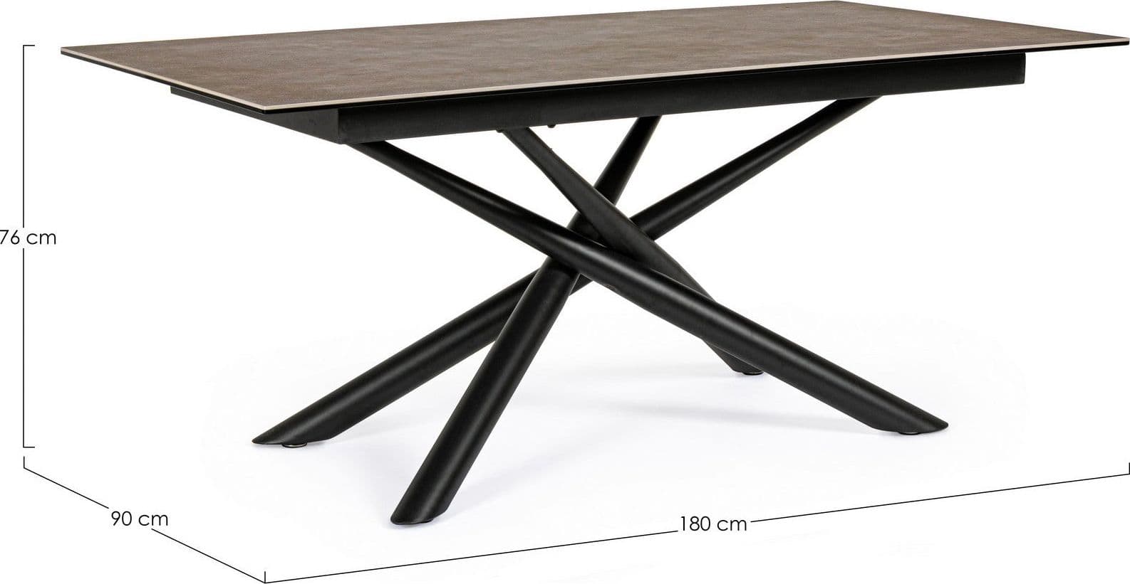 Tavolo Seyfert con struttura in acciaio, piano in ceramica e supporto in vetro in Tavoli da sala da pranzo Decor Space - Altamura, commercioVirtuoso.it