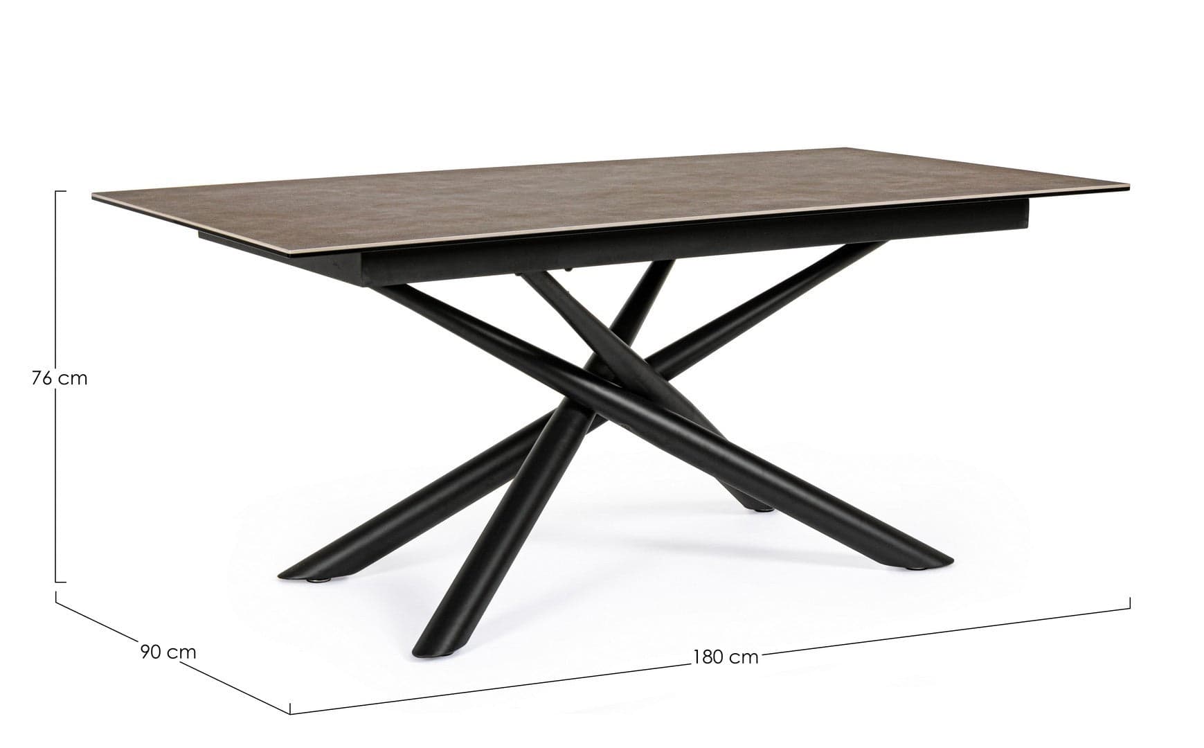Tavolo Seyfert con struttura in acciaio, piano in ceramica e supporto in vetro in Tavoli da sala da pranzo Decor Space - Altamura, commercioVirtuoso.it