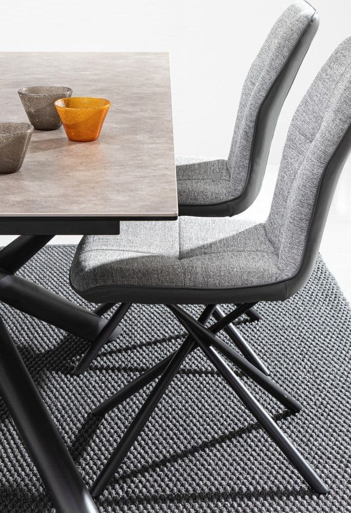 Tavolo Seyfert con struttura in acciaio, piano in ceramica e supporto in vetro in Tavoli da sala da pranzo Decor Space - Altamura, commercioVirtuoso.it
