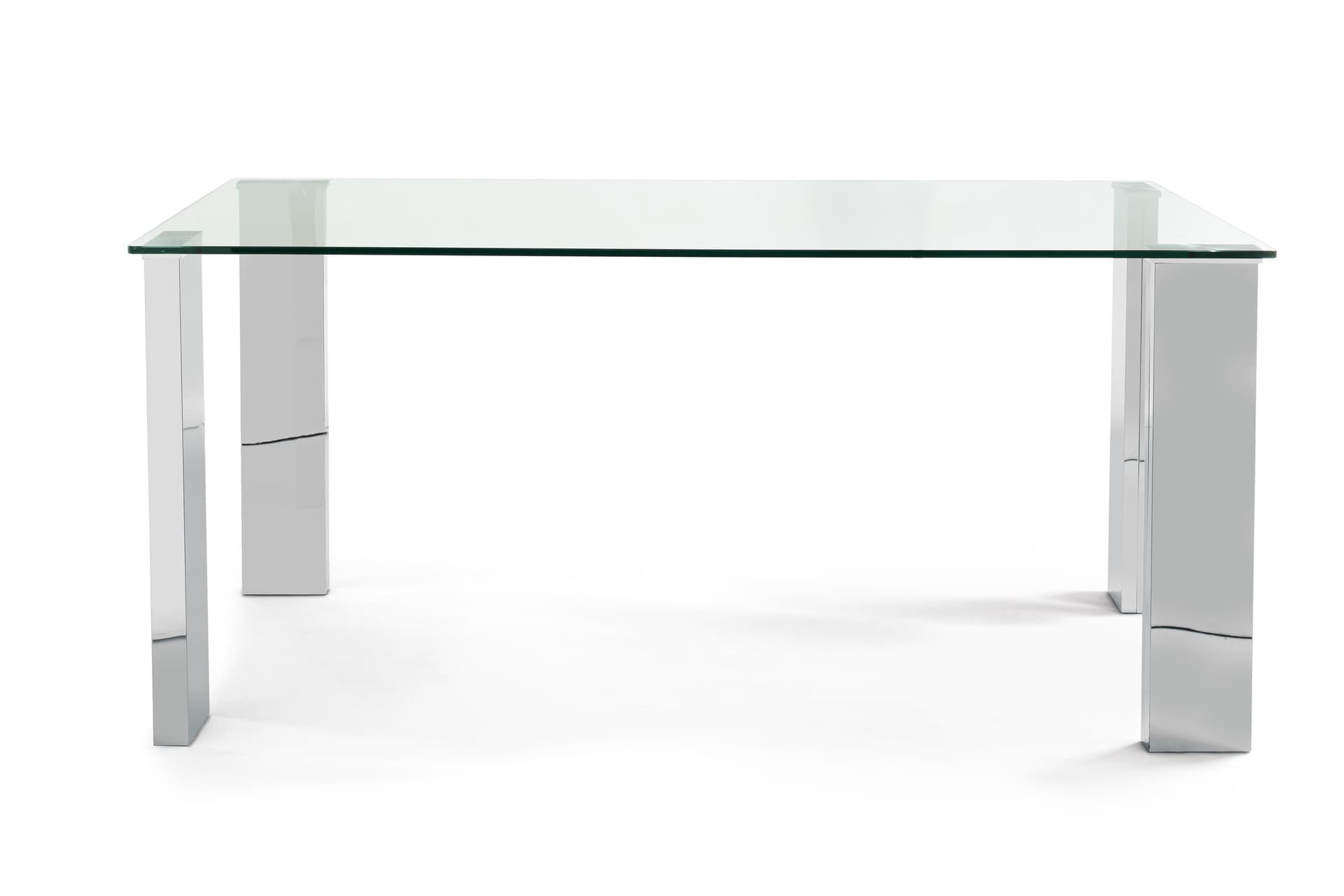 Tavolo moderno "Arley" in vetro temperato e piedi in acciaio lucido scrivania presidenziale in Tavoli da sala da pranzo Decor Space - Altamura, commercioVirtuoso.it